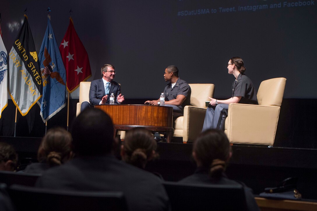 Defense Secretary Ash Carter addresses cadets during his visit to the U.S. Military Academy in West Point, N.Y., March 23, 2016. DoD photo by Petty Officer 1st Class Tim D. Godbee