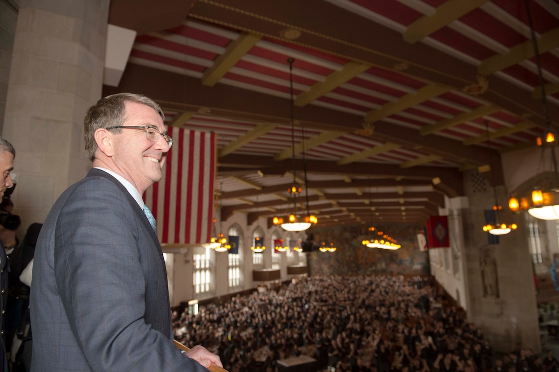 Defense Secretary Ash Carter greets cadets during his visit to the U.S. Military Academy in West Point, N.Y., March 23, 2016. DoD photo by Petty Officer 1st Class Tim D. Godbee