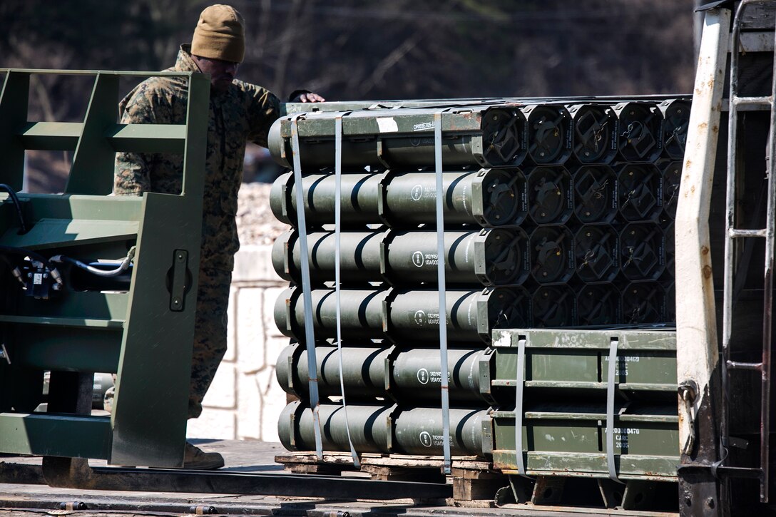 A Marine unloads ammo during Exercise Ssang Yong 2016 in Pohang, South Korea, March 11, 2016. Marine Corps photo by Sgt. Briauna Birl