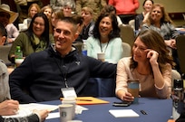 Soldiers and Family members participate in group discussions during a training class at the 88th Regional Support Command Yellow Ribbon Reintegration Program Event in downtown Minneapolis, Minn., March 18. The Yellow Ribbon Reintegration Program is a DoD-wide effort to promote the well-being of National Guard and Reserve members, their families and communities, by connecting them with resources throughout the deployment cycle. Through Yellow Ribbon events, service members and loved ones connect with local resources honoring veterans and families before, during and after deployments.