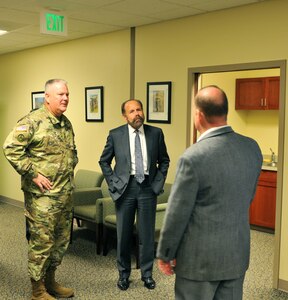 State Sen. Jerry Hill (D) (center), of the California senate, talks with Maj. Gen. Nickolas Tooliatos (left), commanding general, 63rd Regional Support Command, and Michael Stocks (right), chief of staff, 63rd RSC, at the command headquarters, March 23, Mountain View, Calif. Tooilatos talked with Hill, who represents the 13th Senate District in the California Legislature, about the role of the Army Reserve in the state of California and how they benefit the Bay Area. 
Hill has over 20 years of public service as an elected official. He was previously the mayor of the city of San Mateo, and also served on the San Mateo County Board of Supervisors where he was a member of the state Assembly.