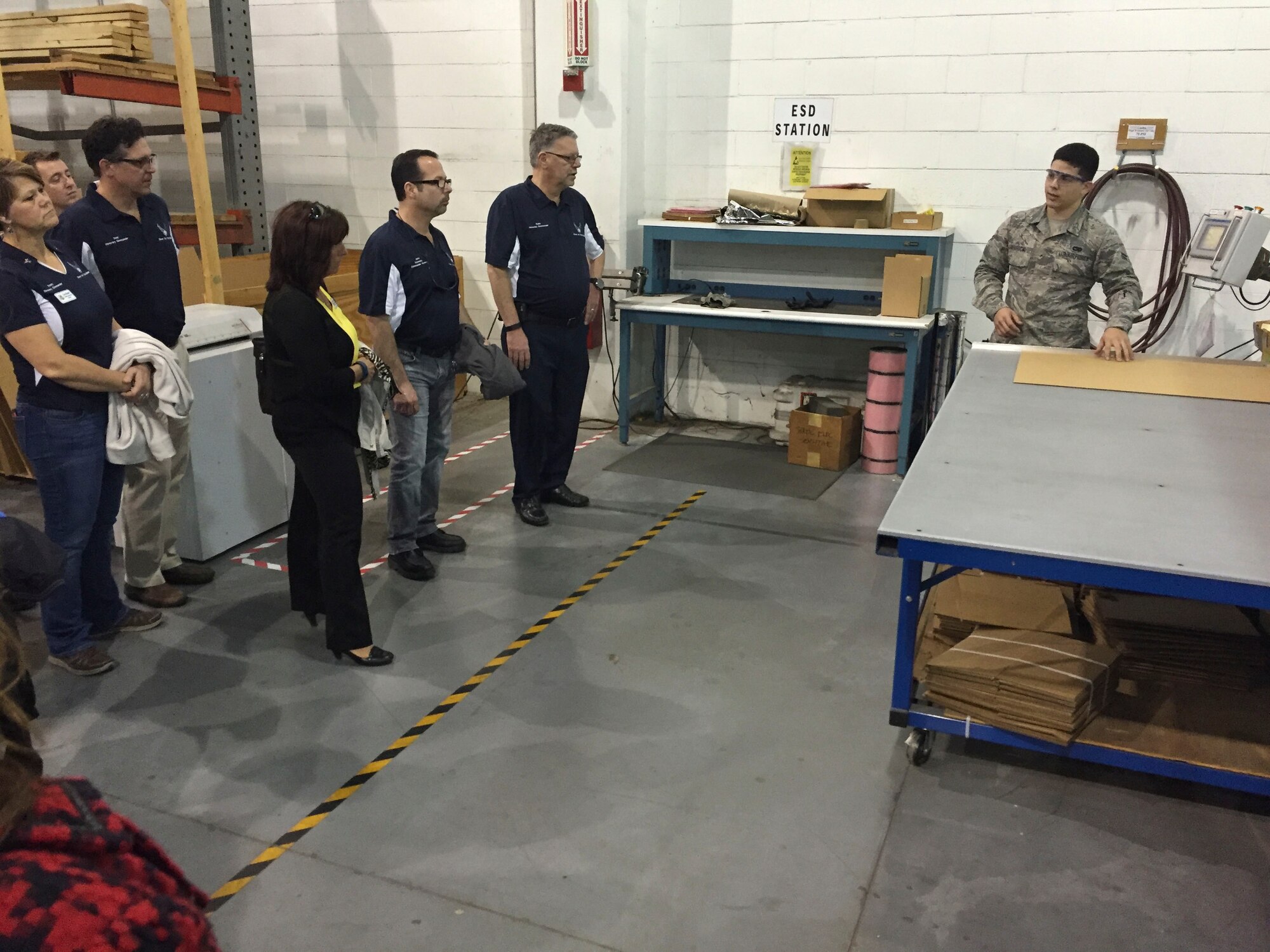 Team Dover honorary commanders experienced a tour of several Total Force maintenance missions March 24, 2016, on Dover Air Force Base, Del. The group observed a C-5M Super Galaxy undergoing an isochronal inspection, learned how the base’s aircraft fleet are de-iced and visited the nation’s largest aerial port. (U.S. Air Force photo/Veronica Aceveda)