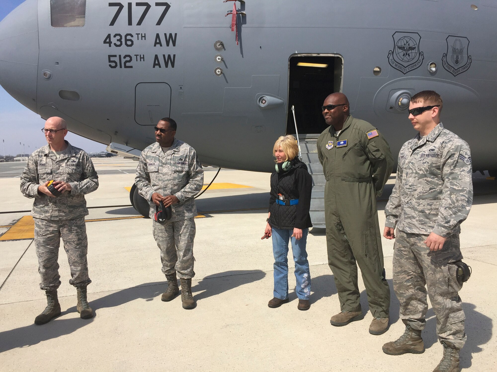 Team Dover honorary commanders experienced a tour of several Total Force maintenance missions March 24, 2016, on Dover Air Force Base, Del. The group observed a C-5M Super Galaxy undergoing an isochronal inspection, learned how the base’s aircraft fleet are de-iced and visited the nation’s largest aerial port. (U.S. Air Force photo/Veronica Aceveda)