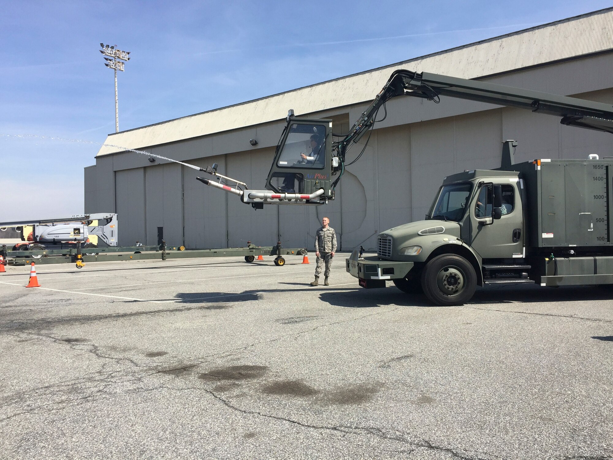 Team Dover honorary commanders experienced a tour of several Total Force maintenance missions March 24, 2016, on Dover Air Force Base, Del. The group observed a C-5M Super Galaxy undergoing an isochronal inspection, learned how the base’s aircraft fleet are de-iced and visited the nation’s largest aerial port. (U.S. Air Force photo/Veronica Aceveda)