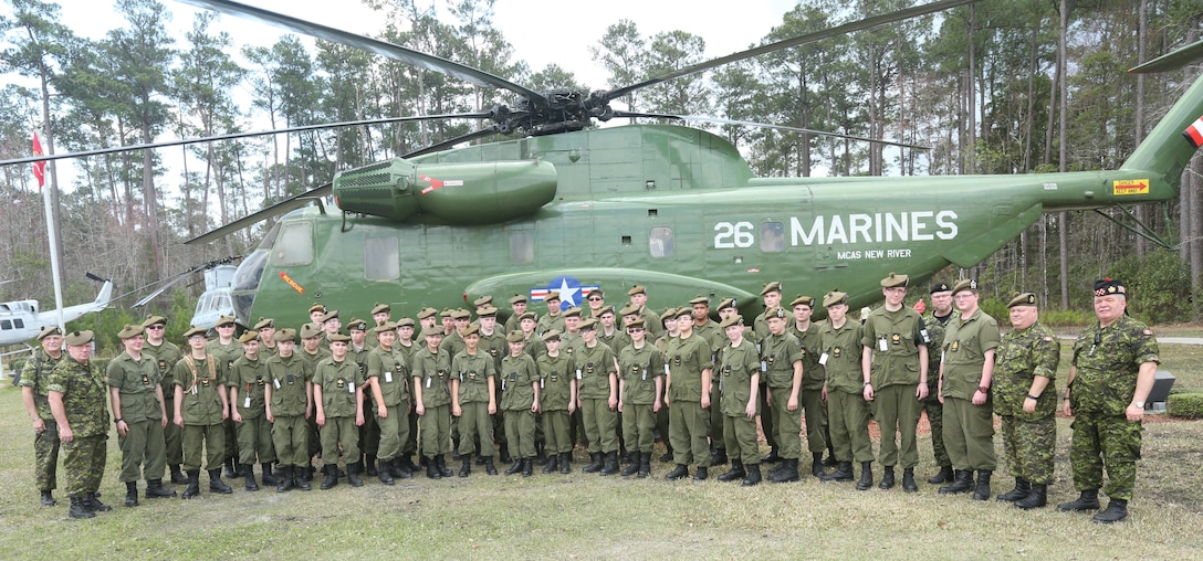 Cadets with The Argyll & Sutherland Highlanders of Canada, 2347 Regimental Army Cadet Corps visit the Aviation Memorial at Marine Corps Air Station New River March 14. The group, based out of Hamilton, Ontario, visited as part of an educational citizenship tour where cadets get to see how other parts of the world live. The cadet corps allows the cadets to embraces the values of leadership and education said Royal Canadian Navy Lt. Walt Dermont, a leader with the visiting cadet group.