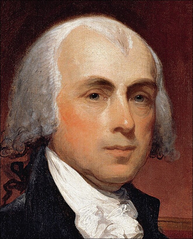 Portrait of the fourth President of the United States and “Father of the Constitution” James Madison.