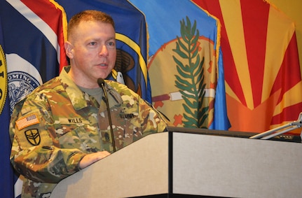 Command Sgt. Maj. James Wills, the former 80th Training Command senior noncommissioned officer, who’s now the interim Army Reserve senior NCO, addresses leaders of the 94th Training Division at Fort Lee, Va., March 18, 2016. Wills told the audience that staff and faculty development was one of the most critical aspects of the division’s mission.  “If you don’t teach in a professional manner in a professional forum, your credibility goes out the door,” he said. “So understand the importance and embrace it, because it’s not going away.” Wills conceptualized the 80th TC’s first ever Staff and Faculty devilment Academy with the intent of consolidating the command’s Staff and Faculty Development mission. Before the school’s inception, subordinate units taught their own Army Basic Instructor Courses and lacked a set standard for staff and faculty development.