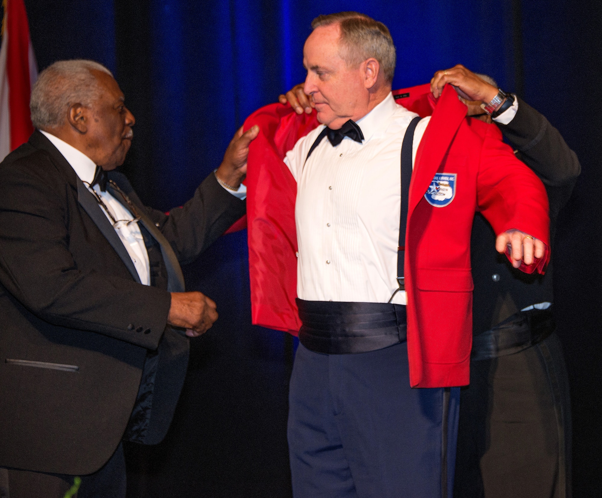 Air Force Chief of Staff Gen. Mark A. Welsh III is inducted as an honorary Tuskegee Airman during the Tuskegee Airmen Foundation’s 75th anniversary commemoration in Montgomery, Ala., March 22, 2016. (U.S. Air Force photo/Trey Ward) 