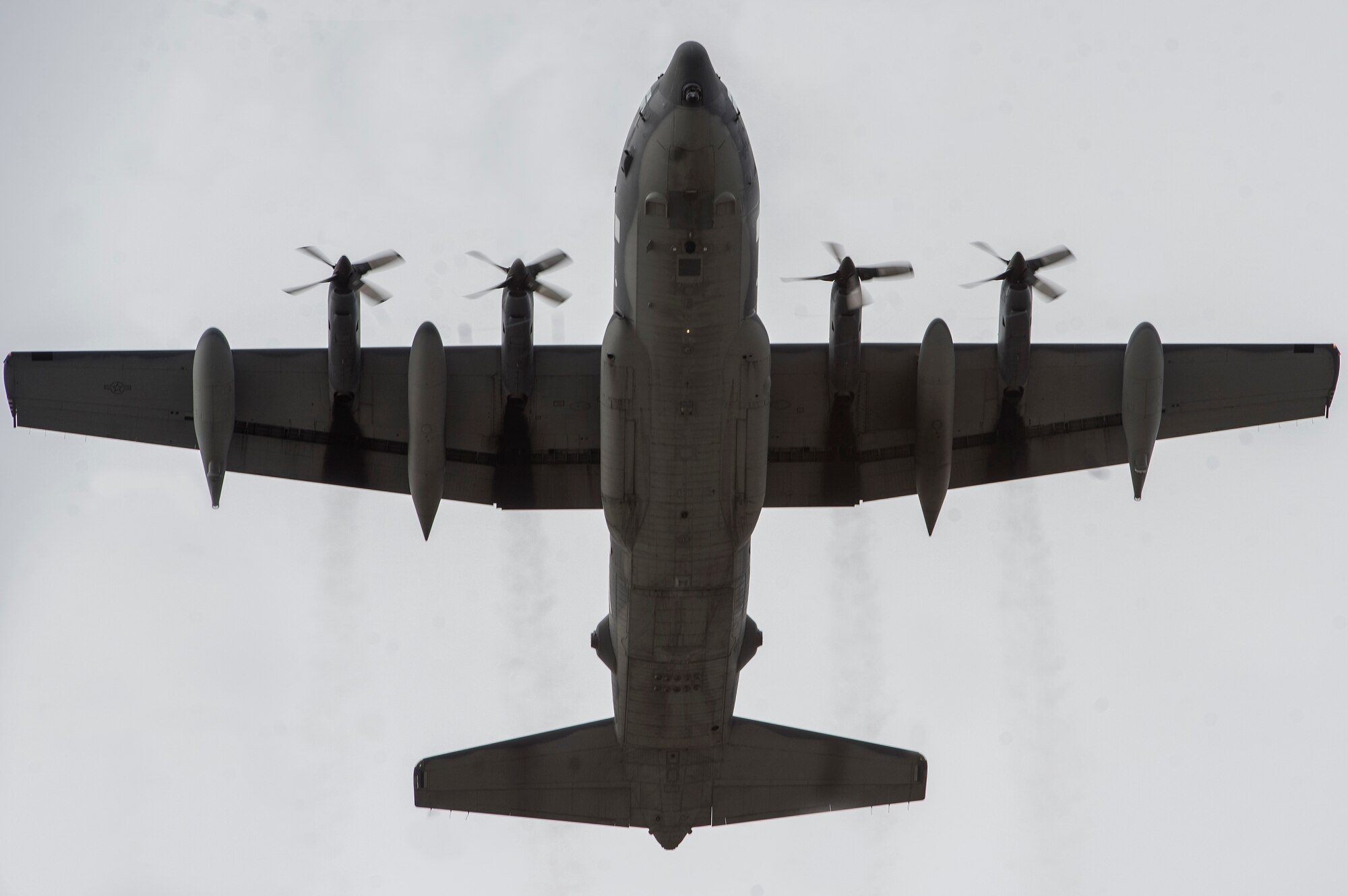 A U.S. Air Force C-130 Hercules takes off from Joint Base Elmendorf Richardson to conduct a training sortie, March 24, 2016.  Training sorties are imperative to pilot development and overall mission effectiveness. (U.S. Air Force photo by Senior Airman James Richardson/Released)
