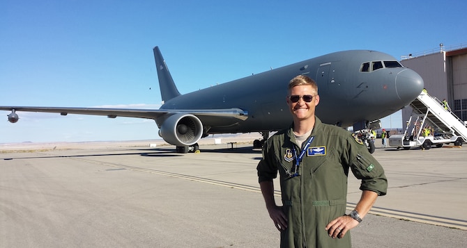 Lt. Col. John Mikal, a KC-46A Pegasus test pilot, is part of the team that’s putting the tanker through a series of critical pre-production tests at Edwards Air Force Base, Calif. (Courtesy photo)