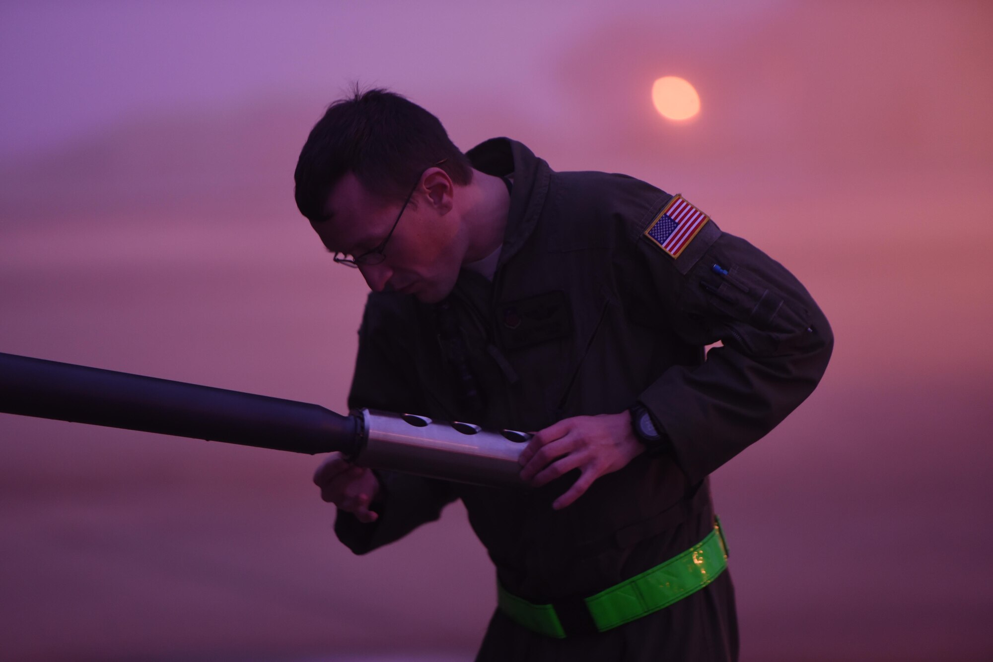 Staff Sgt. Derek Watson, a special missions aviator with the 1st Special Operations Group Detachment 2, inspects a 30mm cannon of an AC-130J Ghostrider during a pre-flight inspection at Hurlburt Field, Fla., Feb. 2, 2016. The Ghostrider’s primary mission is close air support and air interdiction. (U.S. Air Force photo by Staff Sgt. Christopher Callaway) 