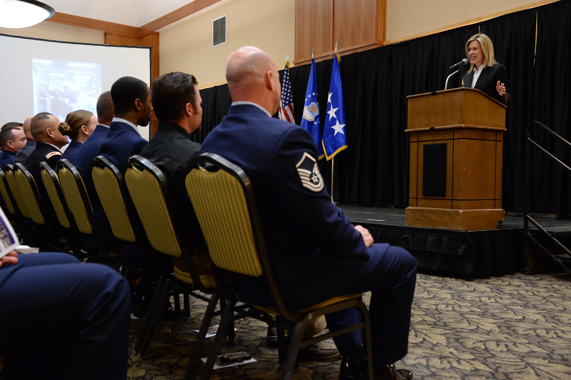 Dr. Elizabeth Sherwood-Randall, Deputy Secretary of the U.S. Department of Energy, addresses Solar Ready Vet graduates March 25 at Hill Air Force Base, Utah. (U.S. Air Force photo by R. Nial Bradshaw)