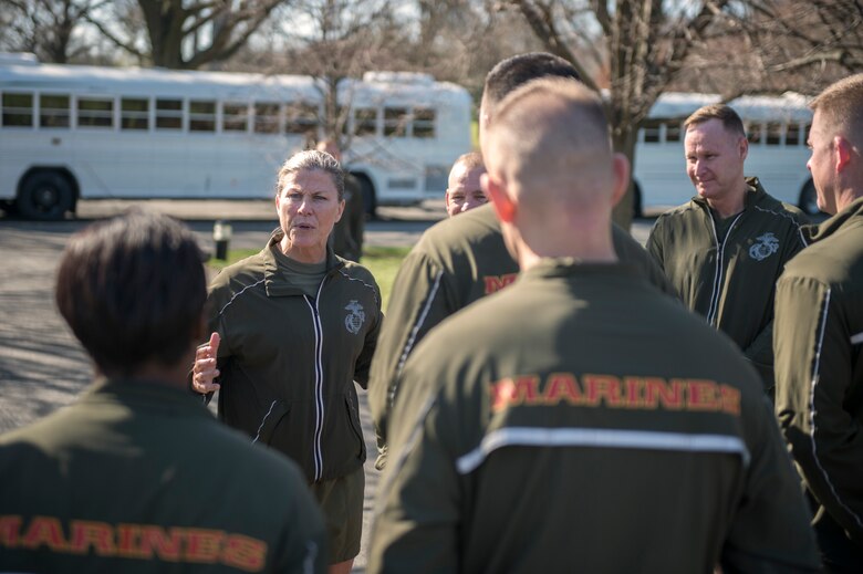 U.S. Marines with the Staff Non Commissioned Officer Academy, Quantico, Va., participate in the director's motivational run in Washington, D.C., March 18, 2016. During the run, Marines visited and learned about landmarks such as the Captial Building, Washington and Lincoln Memorials, and the Marine Corps War Memorial. (U.S. Marine Corps photo by Cpl. Timothy Turner/Released)