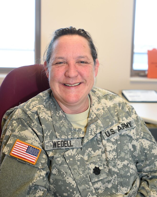 Lt. Col. Susan Wedel, chief nurse for the 85th Support Command’s Surgeon’s office, joined the Army Reserve in 1990. She has proudly worn the uniform for 26 years, and in her civilian capacity, cares for veterans in Milwaukee. 
(U.S. Army photo by Sgt. Aaron Berogan/Released)