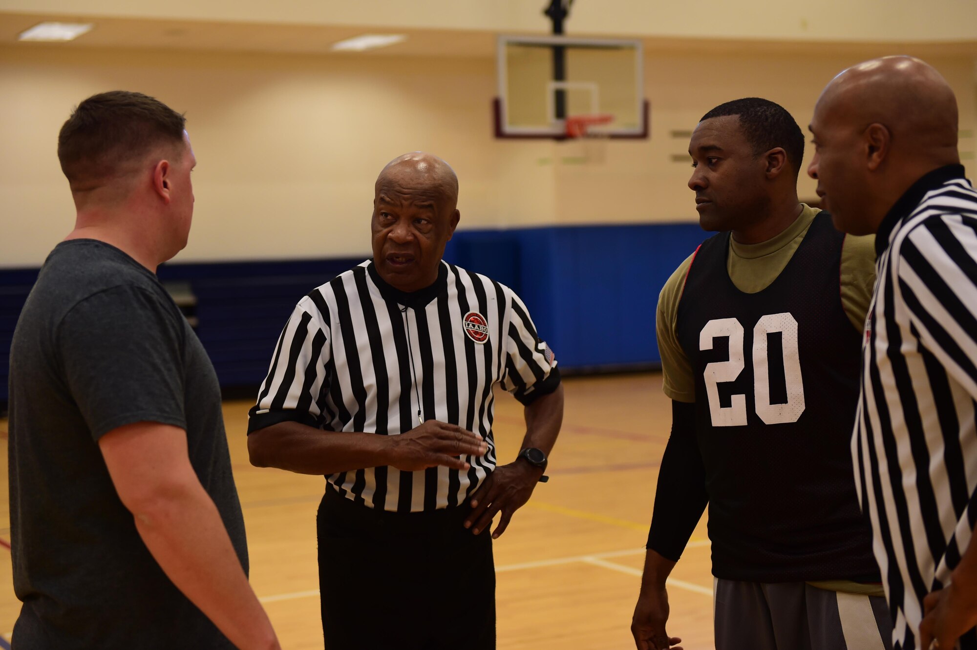 Members for the 743D Military Intelligence Battalion competed in a basketball tournament March 25, 2016, at the Buckley Fitness Center on Buckley Air Force Base, Colo. The tournament was an event for the Commander’s Cup, which is an inter-battalion competition, consisting of approximately eight events. Each time one of the companies win an event, they are awarded points. At the end of the fiscal year, the company with most points wins a trophy and bragging rights. (U.S. Air Force photos by Airman 1st Class Gabrielle Spradling/Released)