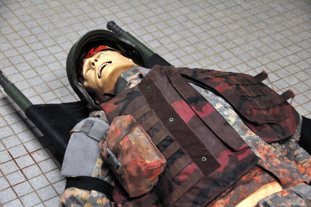 A mannequin provides combat medics with realistic lifesaving training needed
for EMT certification at the Army Reserve's Medical  Skills Training Center
on Joint Base McGuire-Dix-Lakehurst, New Jersey.