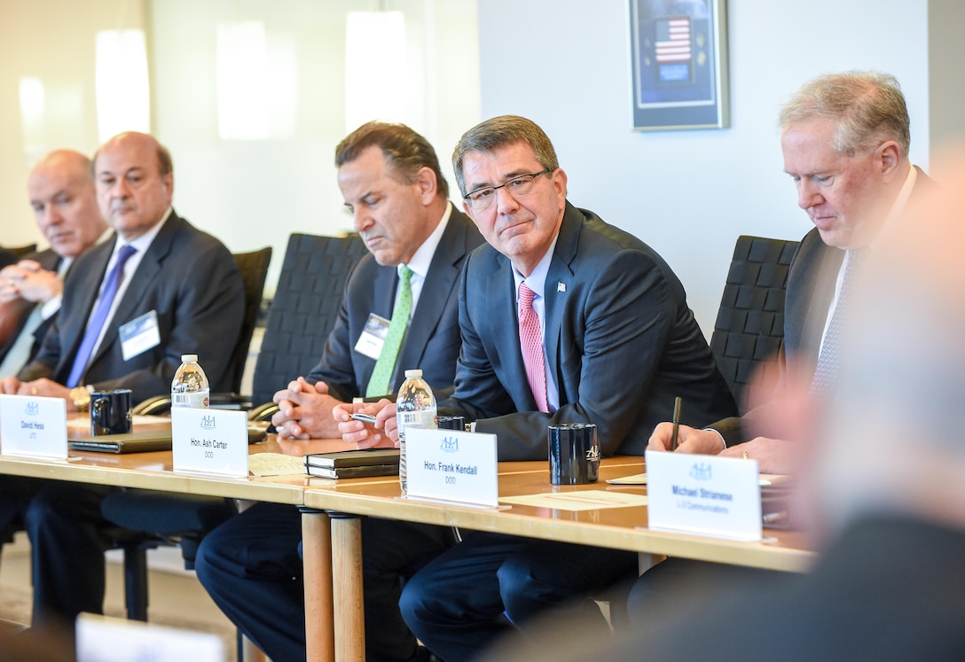 Defense Secretary Ash Carter listens during a roundtable discussion with aerospace industry and association executives in Arlington, Va., March 29, 2016. DoD photo by Army Sgt. 1st Class Clydell Kinchen