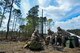 U.S. Marines with Bravo Company, 1st Battalion, 23rd Marine Regiment, 4th Marine Division, operate a command center during a patrol exercise at Barksdale Air Force Base, La., March 18, 2016. The command center coordinated re-supply drops, transportation, intelligence and communications to all three platoons participating in the exercise. Additionally the field command center acted as a liaison between Marines in the field and higher headquarters. (U.S. Air Force photo/Senior Airman Mozer O. Da Cunha)
