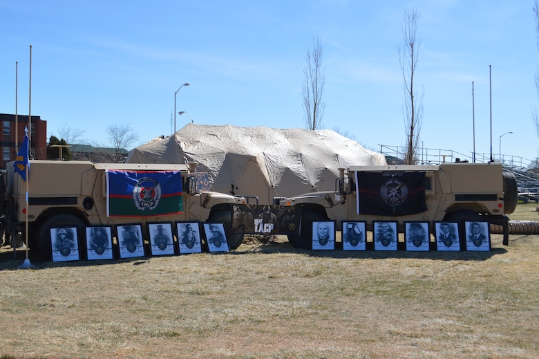 FORT CARSON, Colo. - The 13th Air Support Operations Squadron displays the images of fallen Tactical Air Control Party Airmen during the Fifth Annual 24-hour Challenge Run at Fort Carson’s Pershing Field March 23 - 24. (Photo by Dani Johnson)