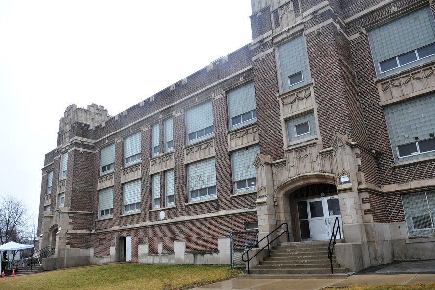 Military and civilian agencies from across the northwest Ohio and southeast Michigan region gathered to participate in a joint counter-hazmat exercise at an abandoned school in downtown Toledo March 10. 2016 The building provides an environment for these agencies to train and strengthen their skills and enhancing emergency response capabilities. 