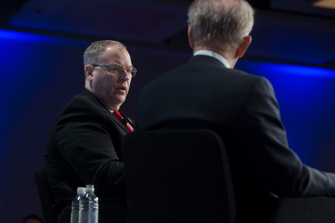 Deputy Defense Secretary Bob Work speaks during the Washington Post's "Securing Tomorrow" live event series in Washington, D.C., March 29, 2016. DoD photo by Navy Petty Officer 1st Class Tim D. Godbee