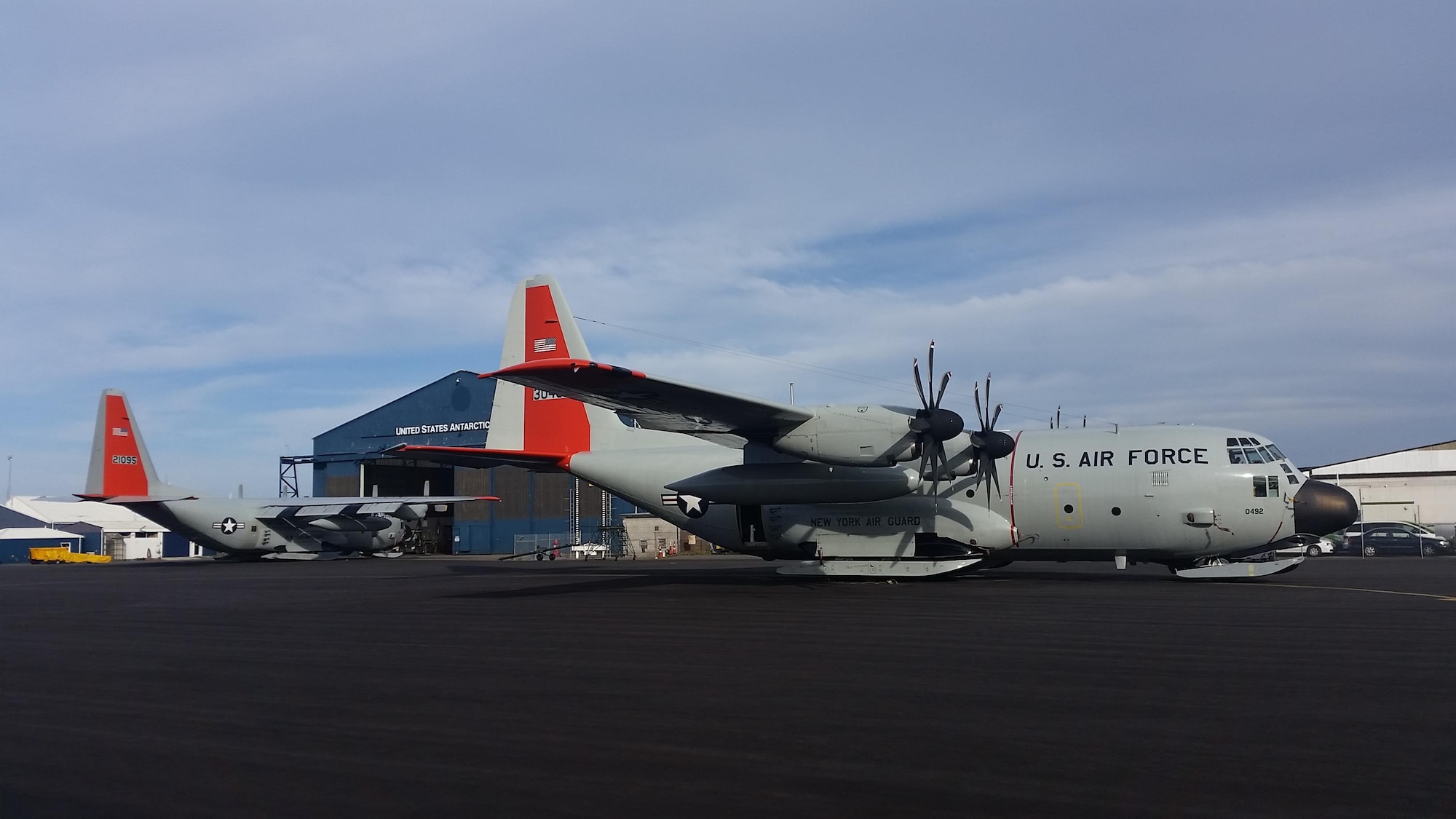 A U.S. Air Force LC-130 Hercules from the 109th Airlift Wing with the New York Air National Guard, sits on the ramp at Christchurch, New Zealand, Jan. 13, 2016, during Operation DEEP FREEZE, the Department of Defense's support of the U.S. Antarctic Program and the National Science Foundation. This year marked the 60th Anniversary of the operation. (Courtesy photo)