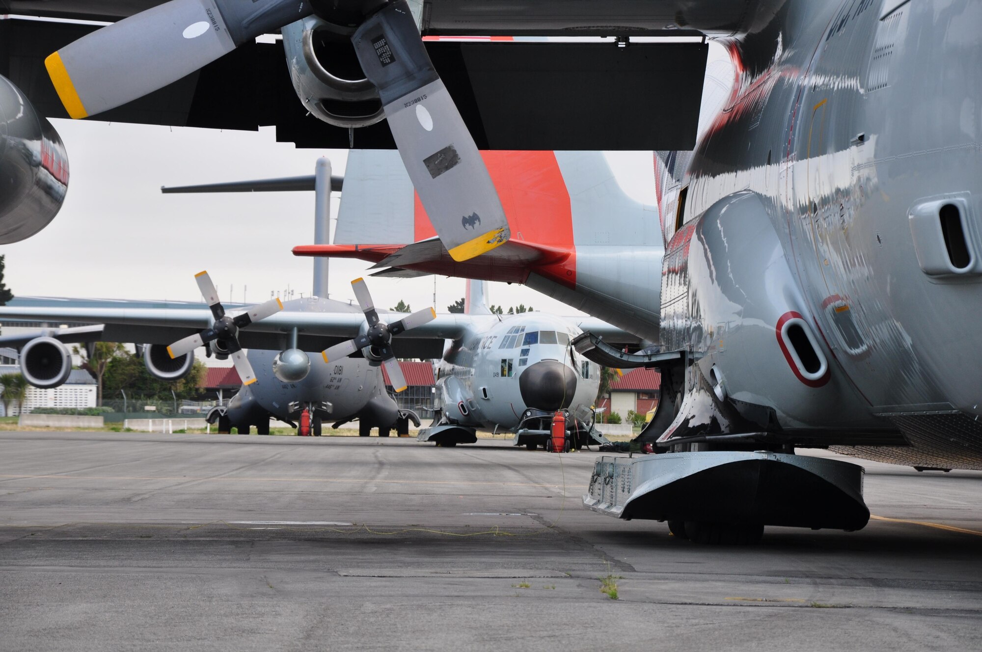 U.S. Air Force C-17 Globemaster III and LC-130 Hercules aircraft sit on the ramp at Christchurch, New Zealand, during a previous iteration of Operation DEEP FREEZE, the Department of Defense's support of the U.S. Antarctic Program and the National Science Foundation. This year marked the 60th Anniversary of the operation. (Courtesy photo)