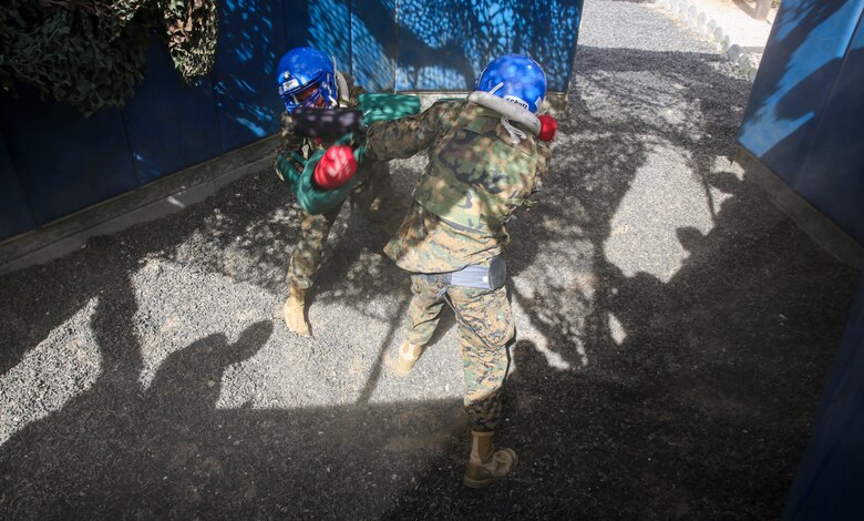 Recruits of Alpha Company, 1st Recruit Training Battalion, compete against each other during Pugil Sticks III at Marine Corps Recruit Depot San Diego, March 29. Recruits were paired up against another recruit who was similar in height and weight so there weren’t any advantages during the match. Annually, more than 17,000 males recruited from the Western Recruiting Region are trained at MCRD San Diego. Alpha Company is scheduled to graduate April 22.