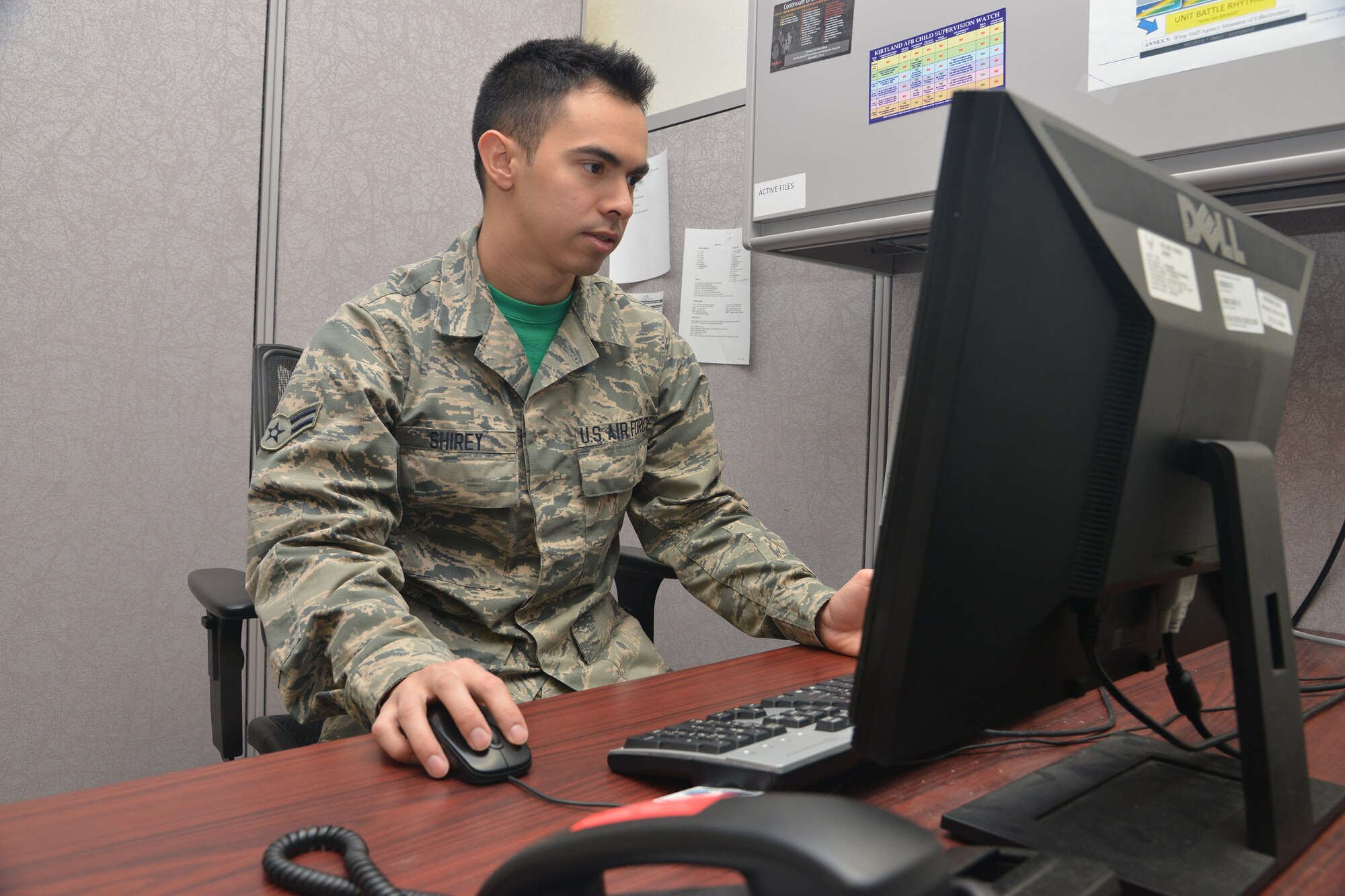 Airman 1st Class Eric Shirey, 377th Comptroller Squadron, was honored as Kirtland Warrior for the outstanding customer service provided to Team Kirtland members.  (Photo by Todd Berenger)