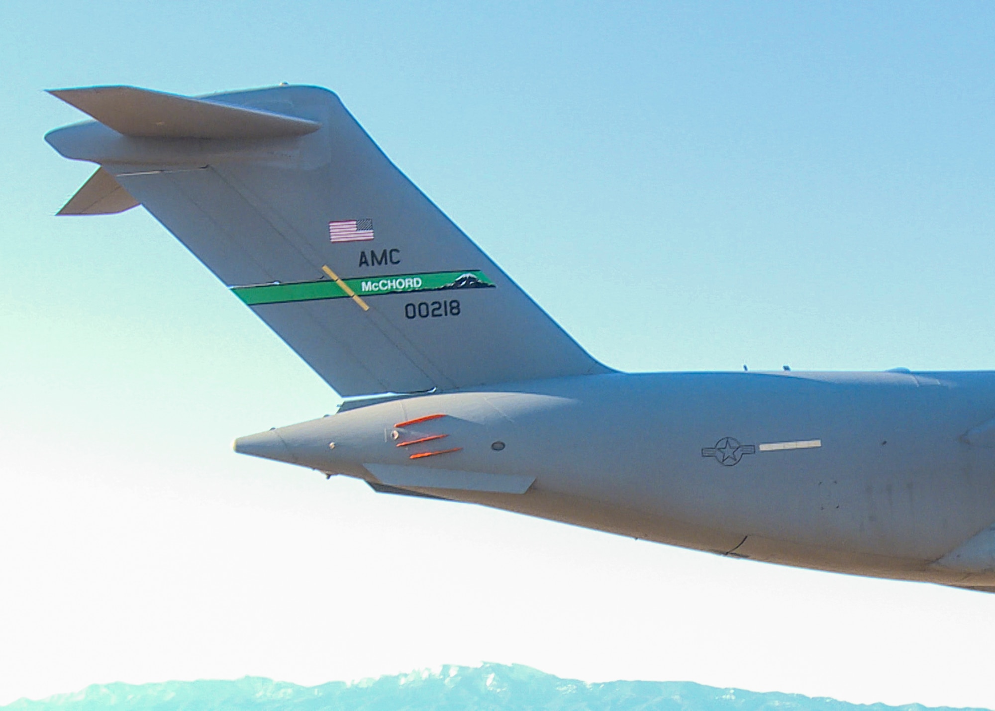 A frame taken from a video from a chase plane shows the Finlets in flight during a test sortie. (U.S. Air Force image)