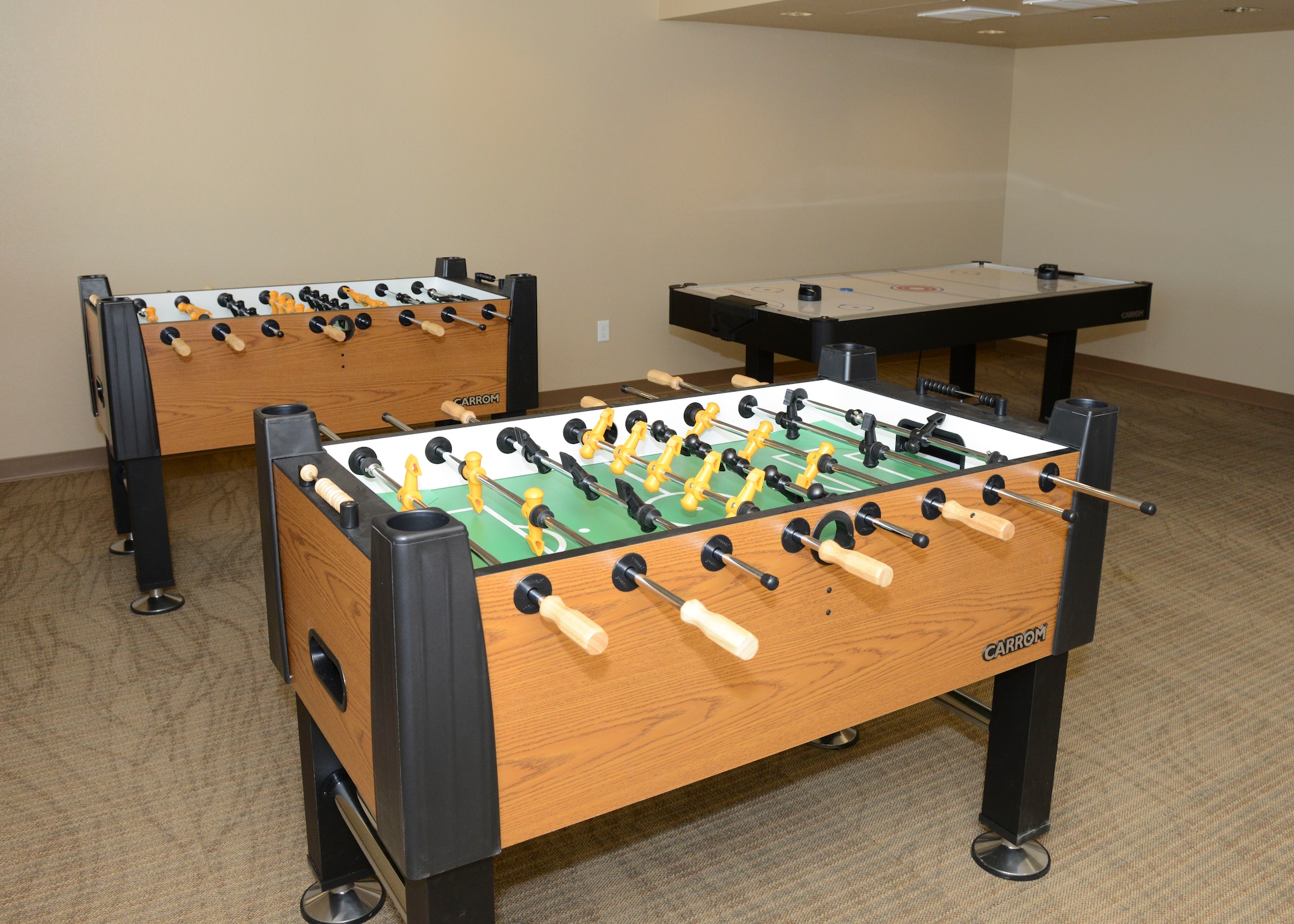 Centrally located for all occupants is a full-sized kitchen, two lounges, and a game room. (U.S. Air Force photo by Kenji Thuloweit)