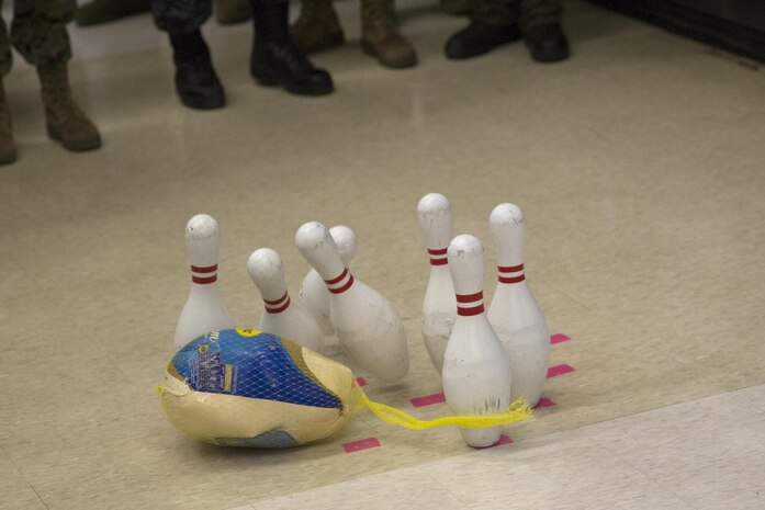 MARINE CORPS AIR STATION NEW RIVER, N.C. — Special Olympics athletes visited Marine Corps Air Station New River and competed in multiple events to include turkey bowling. The event was hosted by the commissary and was designed to provide a special day for the athletes.