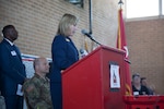 Leanne Weldin, director of the Columbia, S.C. VA Regional Office, speaks during a 50th Vietnam War Commemoration Ceremony for Vietnam veterans at the South Carolina Army National Guard Armory in Rock Hill, S.C., March 29, 2016. The Department of Veterans Affairs Columbia VA Regional Office, in conjunction with the South Carolina National Guard Service Member and Family Care Directorate, held the ceremony to thank and honor veterans of the Vietnam War. 