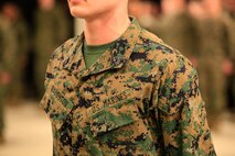 Manhattan, Kan.-native Gunnar A. Naughton, a team member with the Identification and Detection Platoon (IDP), Reaction Force Company, Chemical Biological Incident Response Force (CBIRF), U.S. Marine Forces Command (MARFORCOM),  is meritoriously promoted the rank of corporal during a battalion formation at Naval Support Facility Indian Head, Md., Mar. 2, 2016.
In the Marine Corps, the rank of corporal is the first noncommissioned officer level rank, and corporals have a responsibility to their subordinates and superiors unlike any other. Naughton competed against three other CBIRF Marines on a meritorious board of his superiors to be selected for this promotion. On a meritorious board, Marines are selected based on multiple factors including physical fitness, military appearance and Marine Corps Knowledge in order to assess whether the Marine is ready to take on the responsibilities and duties of a higher grade. (Official USMC Photos by Sgt. Jonathan S. Herrera/Released)
