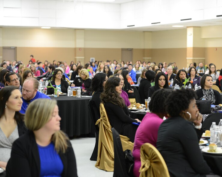 Attendees listen to a guest speaker at Del Rio’s 4th Annual Women’s Seminar at the Del Rio Civic Center in Del Rio, Texas, March 24, 2016. During the seminar, prominent local female leaders spoke about women, past and present, who challenge the status quo. (U.S. Air Force photo by Senior Airman Jimmie D. Pike)