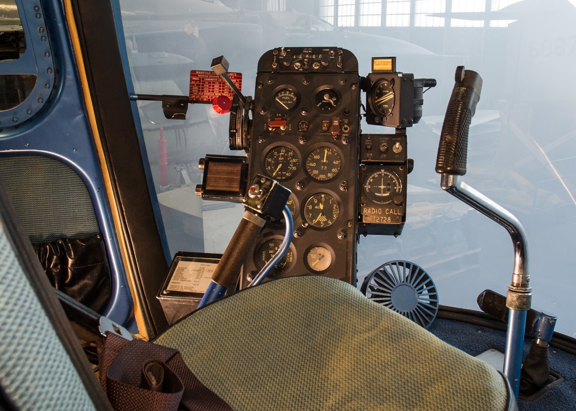 DAYTON, Ohio -- Bell UH-13J Sioux cockpit view in the Presidential Gallery at the National Museum of the United States Air Force. (U.S. Air Force photo by Ken LaRock)