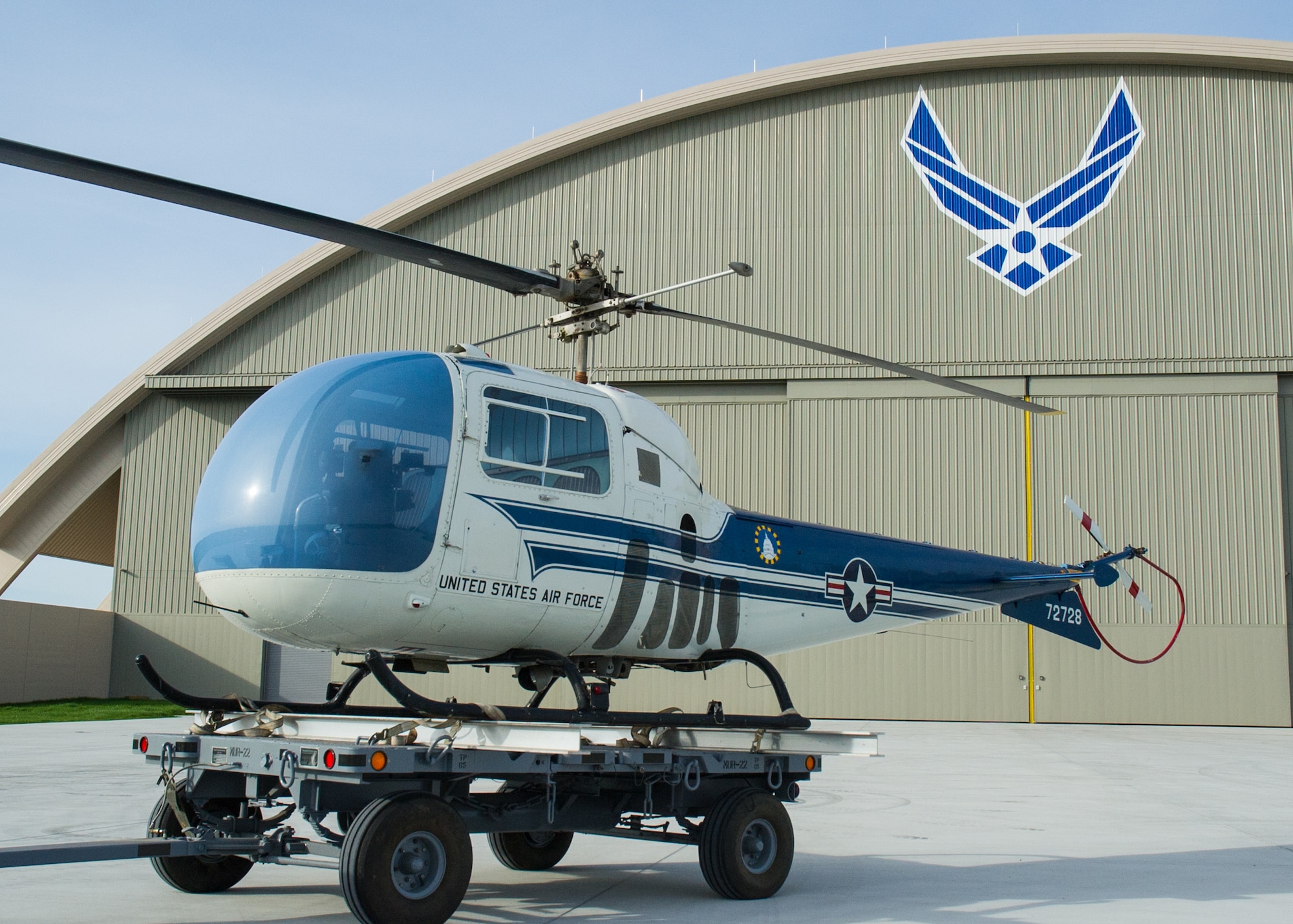 DAYTON, Ohio -- Bell UH-13J Sioux in front of the fourth building at the National Museum of the United States Air Force. (U.S. Air Force photo by Ken LaRock)