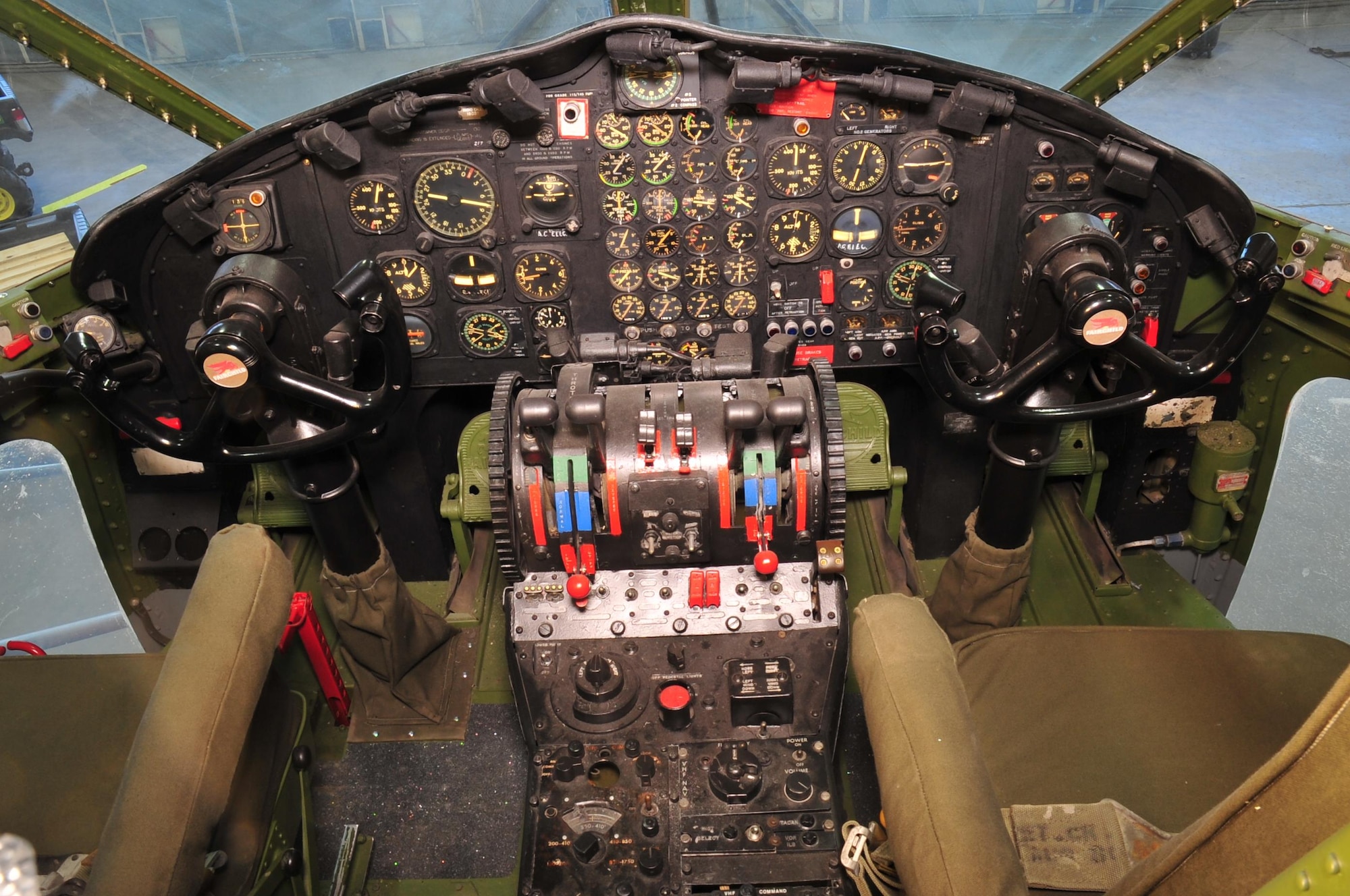 DAYTON, Ohio -- Fairchild C-119J Flying Boxcar cockpit view at the National Museum of the United States Air Force. (U.S. Air Force photo by Ken LaRock)