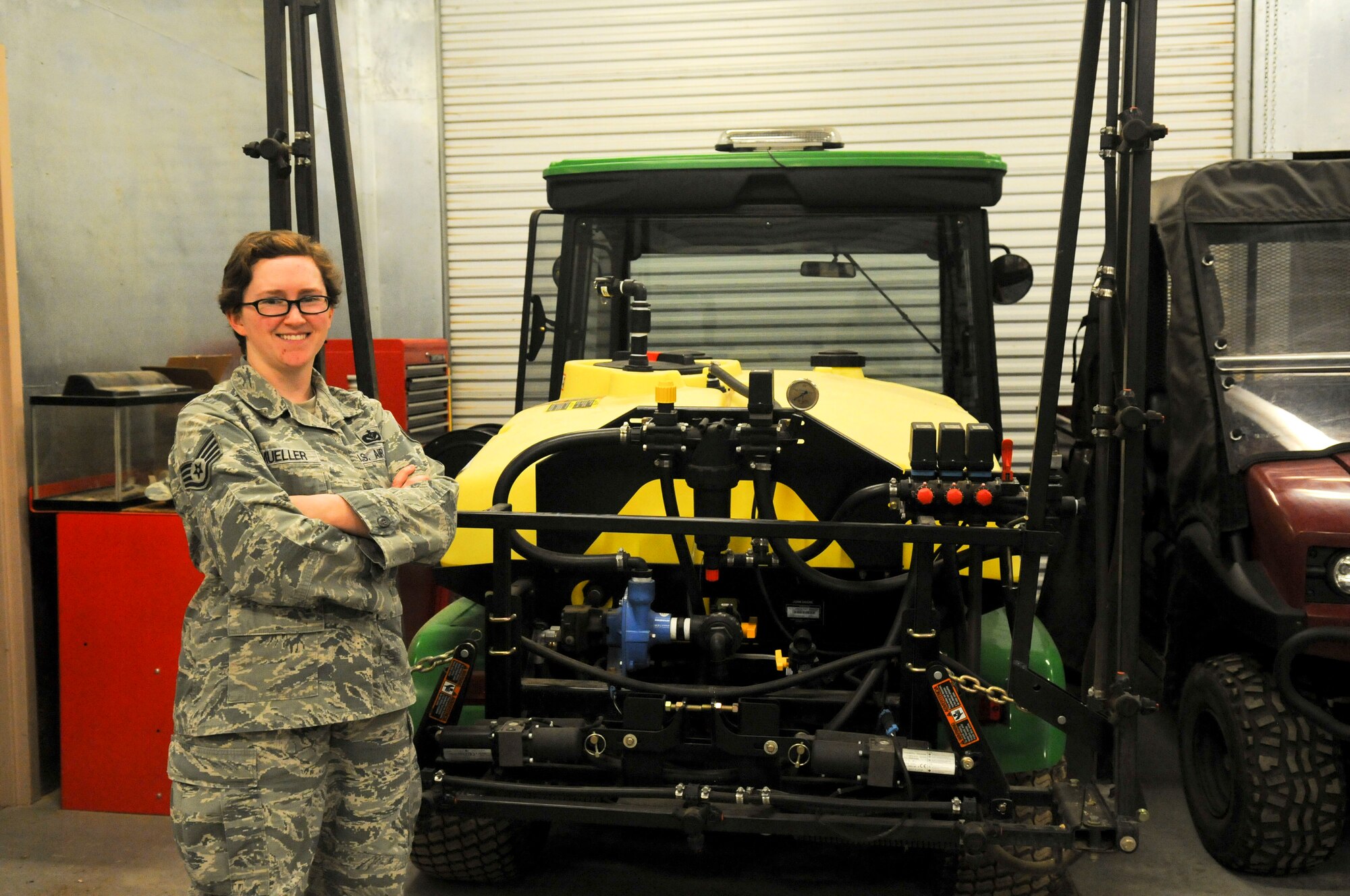 Staff Sgt. Kassandra Mueller, 9th Civil Engineering Squadron pest management craftsman Mar. 28, 2016, at Beale Air Force Base, California. CE utilizes a multitude of equipment to combat environmental hazards. (U.S. Air Force photo by Senior Airman Michael J. Hunsaker)