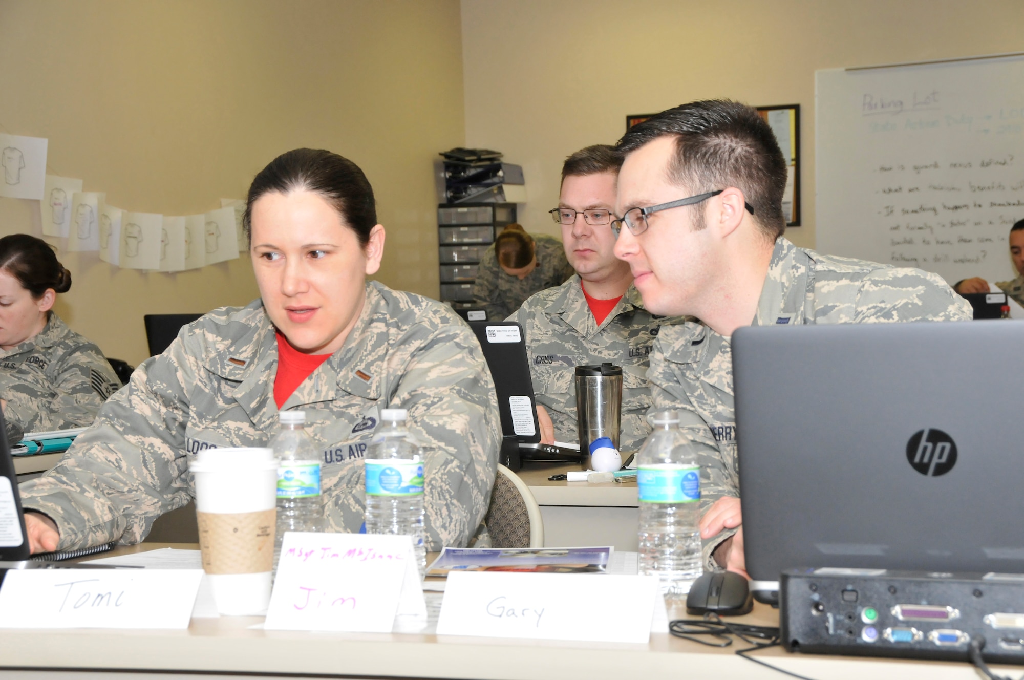 U.S. Air Force Airmen from the 181st Intelligence Wing, 126th Air Refueling Wing and 180th Fighter Wing worked together during the Victim Advocates Training held at Hulman Field, Terre Haute, Ind., March 14-18, 2016. (U.S. Air National Guard photo by Senior Master Sgt. John S. Chapman)