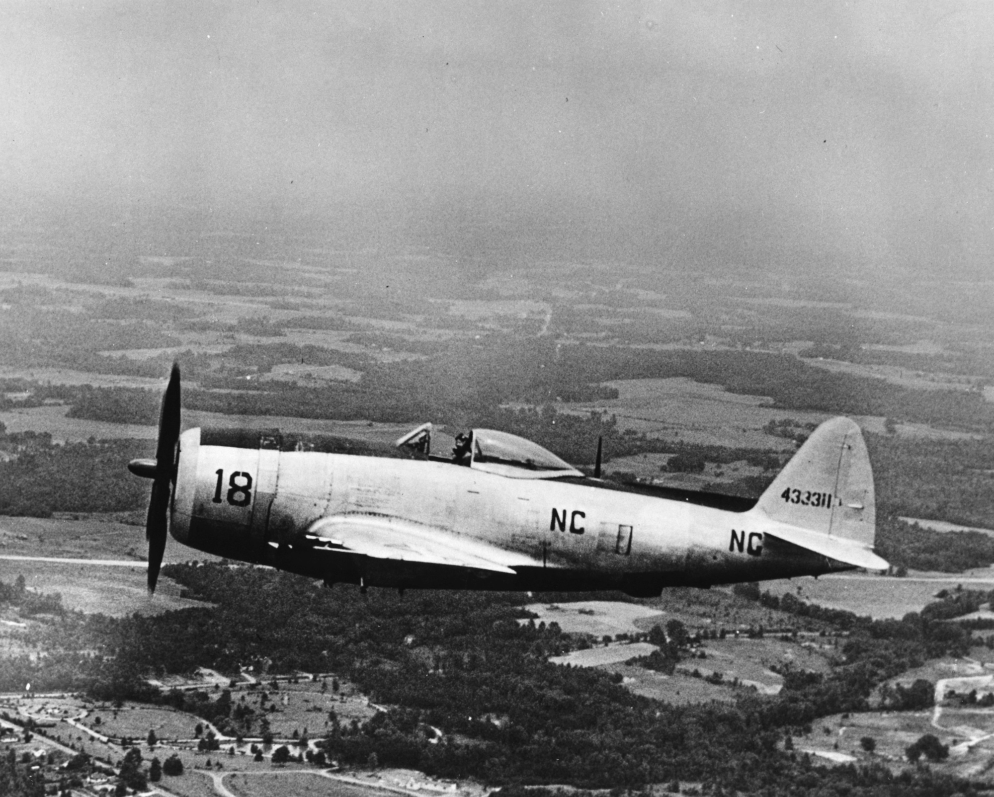 1948-1949 Time Frame; P-47D in Flight (Photo by NCANG Heritage Program)