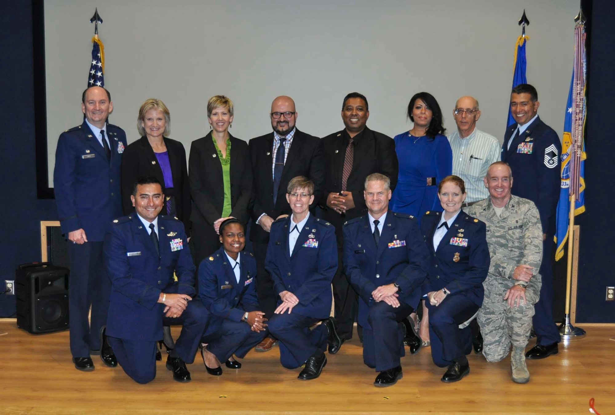 Six Alamo Wing honorary commanders were officially inducted into the 433rd Airlift Wing’s Honorary Commander program during a ceremony held at Joint Base San Antonio-Lackland April 30, 2016. The make-up ceremony was held to accommodate those honorary commanders who were not able to attend the ceremony last month. (U.S. Air Force photo/Senior Airman Bryan Swink) 