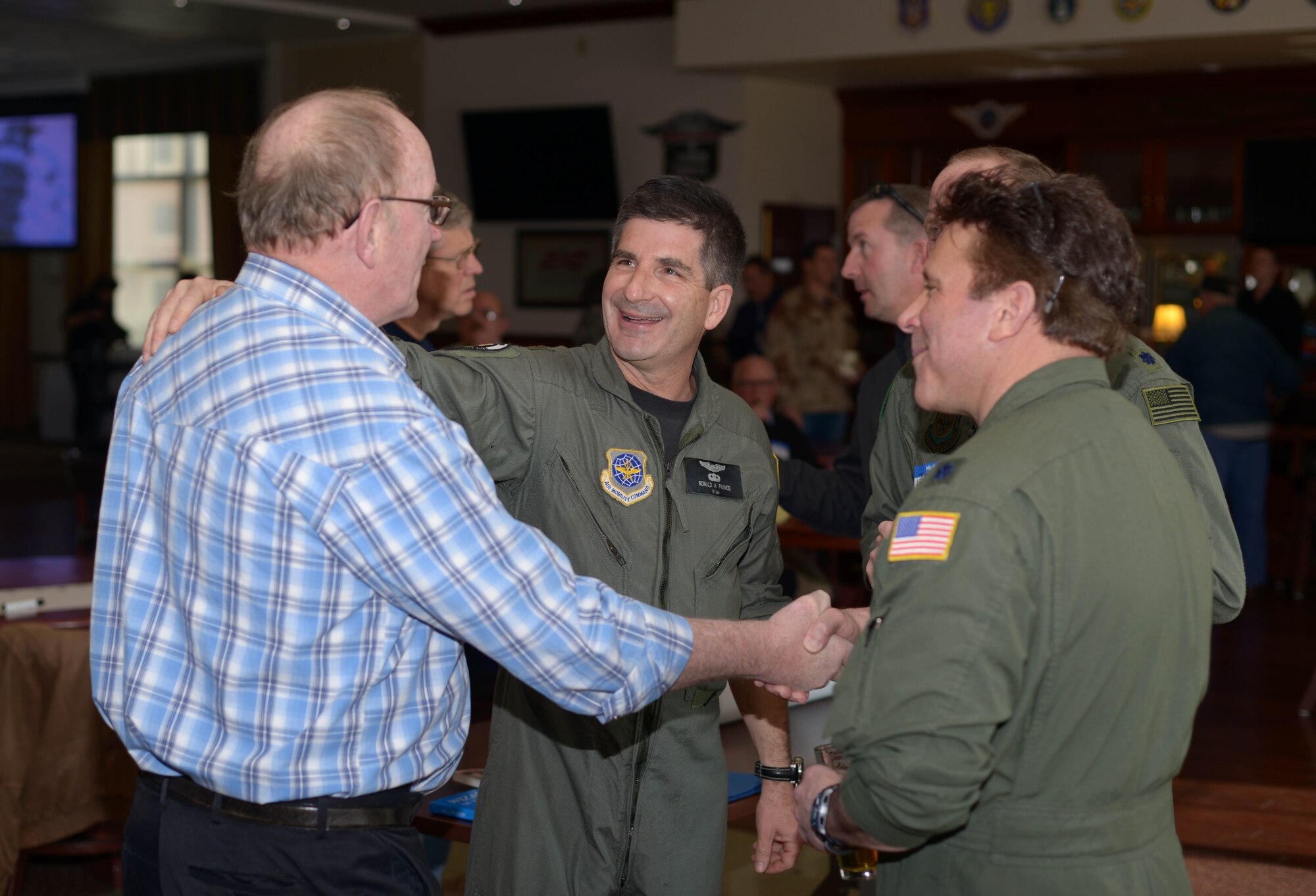Current and former members of the 914th Airlift Wing reunited, April 9, 2016, at Niagara Falls Air Reserve Station, N.Y. for the Desert Storm 25th Anniversary reunion. (U.S. Air Force photo by Staff Sgt. Richard D. Mekkri)