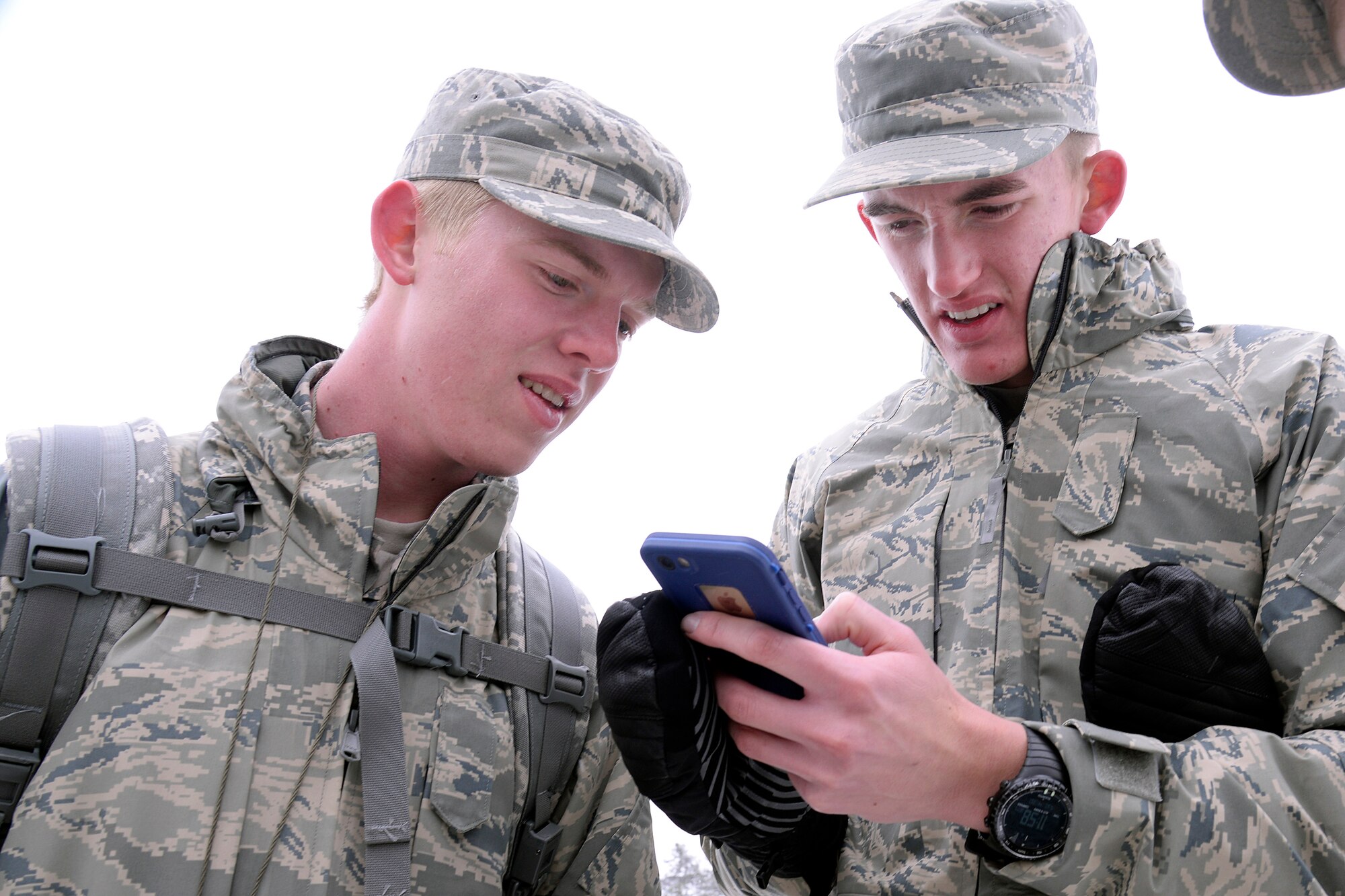 Cadets competing in Polaris Warrior April 29-30, 2016 at the U.S. Air Force Academy, stayed connected via Virtual Badge, a system that identifies credentials, tracks individual and troop movements, and can compile information on large activities, including natural or manmade disasters. Virtual Badge is a Smartphone-based technology system. (U.S. Air Force photo/Mike Kaplan) 
