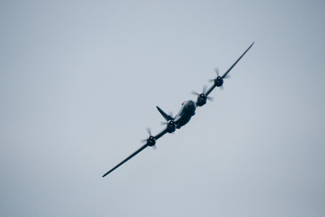 The last flying B-29 Superfortress, known as “FIFI,” turns over the flight line of Barksdale Air Force Base, La., during the Barksdale Defenders of Liberty Air Show on May 1, 2016. The B-29 bombers flew missions during World War II and the Korean War. (U.S. Air Force photo by Master Sgt. Dachelle Melville/Released)