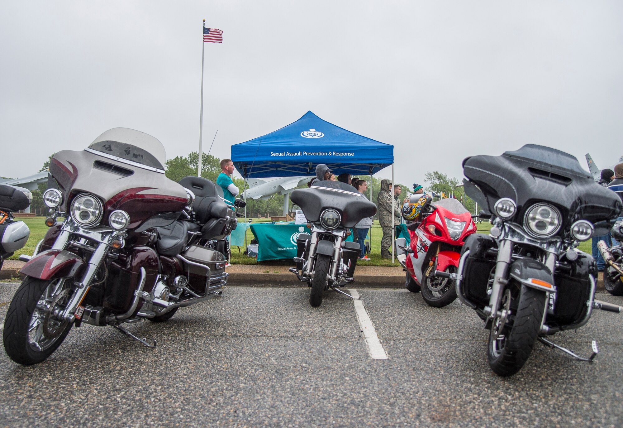The Sexual Assault Prevention and Response program hosts the 5th annual Standing Together Against Rape Road Rally at Langley Air Force Base, Va., April 29, 2016. April is sexual assault awareness month and the goal for the month is to raise public awareness about sexual violence and to educate communities on how to prevent it. (U.S. Air Force photo by Senior Airman Kayla Newman)