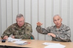 Gen. Frank J. Grass, Chief of the National Guard Bureau, left, toured New Mexico National Guard Apr. 29-30, 2016. Grass began his visit at the Army Aviation Support Facility then was flown via Army UH-60 Black Hawk to the southern section of New Mexico.  Brig. Gen. Andrew Salas, adjutant general of New Mexico National Guard, recounts the efforts of the Soldiers and Airmen assigned to the New Mexico National Guard’s Joint Counterdrug Task Force.