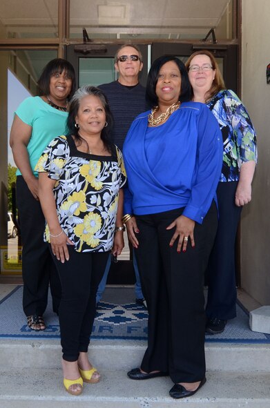 The 94th Force Support Squadron Civilian Personnel Office, Dobbins Air Reserve Base, Georgia, was recently recognized as the 2015 Civilian Personnel Program of the Year for Air Force Reserve Command, marking the fifth consecutive year the office has won the award. Pictured here (from left to right) are 94th CPO office members; Andrea Lard, Vanessa Miquel, David Pritchard, Stacy Tolston, and Kelly Kinsey.  (U.S. Air Force photo/ Don Peek) 