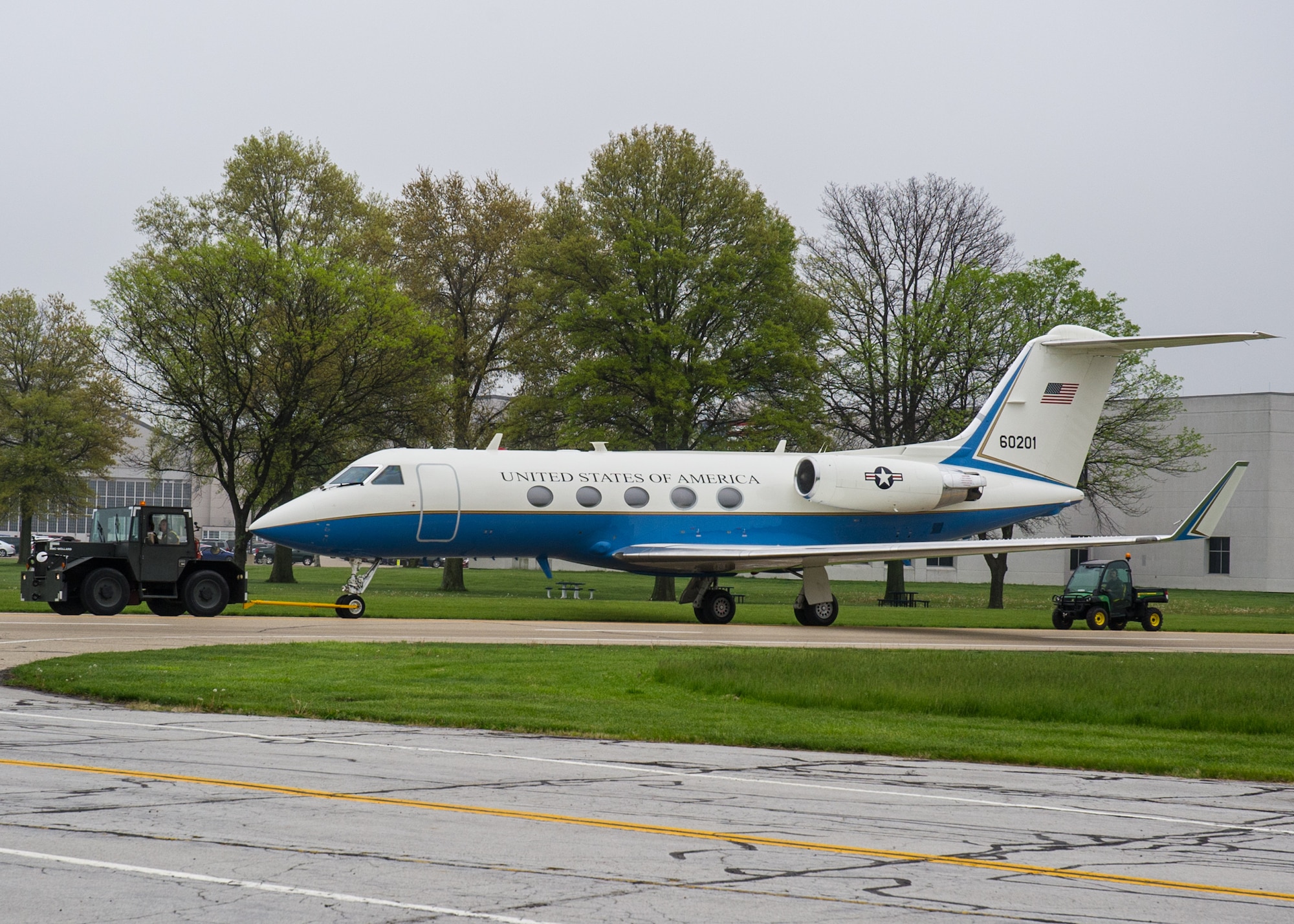 DAYTON, Ohio -- The Gulfstream Aerospace C-20B being towed to the fourth building at the National Museum of the United States Air Force. (U.S. Air Force photo by Ken LaRock)