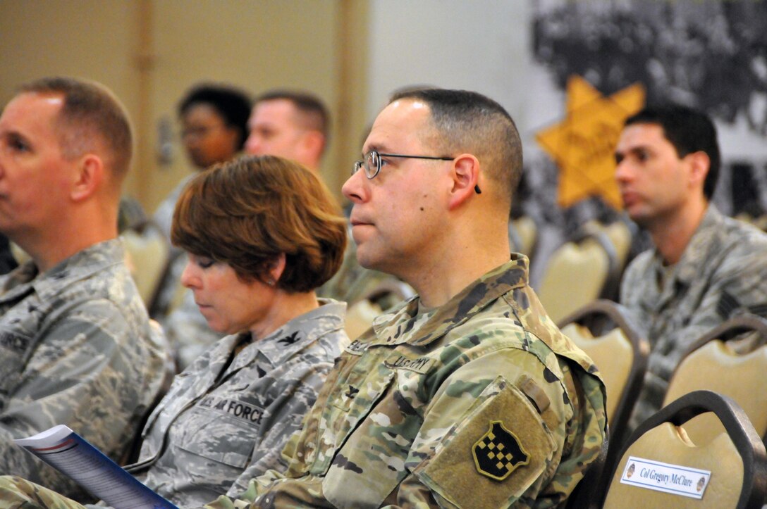 Col. Richard Erenbaum, congressional legislative liaison for the U.S. Army Reserve's 99th Regional Support Command at Joint Base McGuire-Dix-Lakehurst, New Jersey, attends the Holocaust Remembrance ceremony at Tommy B's Community Center May 2.